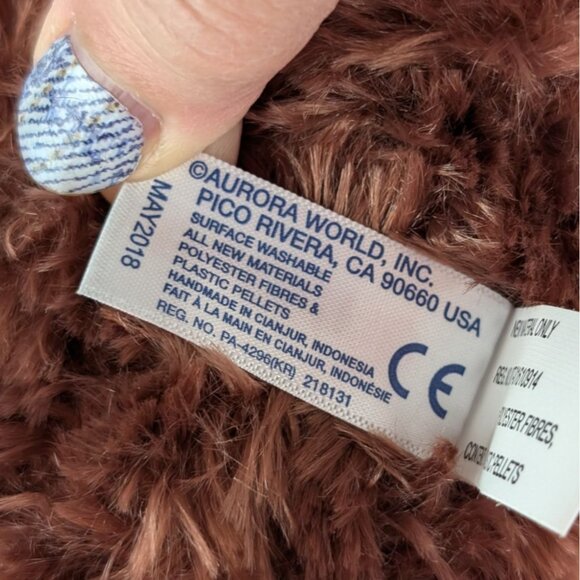 Aurora Brown Teddy Bear Plush 10" Stuffed Animal Toy Tan Face & Paws 2018 NWT - Picture 9 of 10